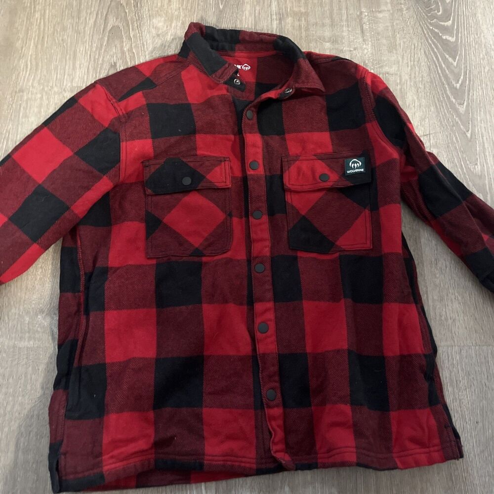 Wolverine Pike Flannel Red Black Long Sleeves Button Down Shirt/jacket L